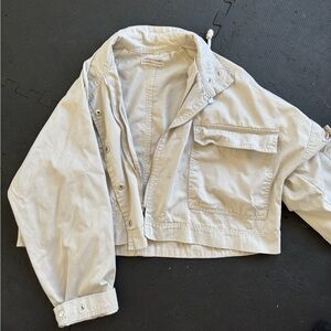 Beige Oversized Cropped Jacket